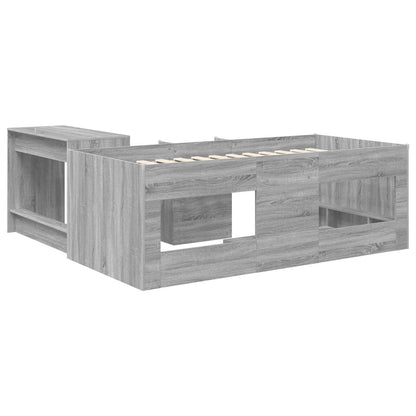 vidaXL Kids'High Bed Frame with Desk 2 pcs Grey Sonoma
