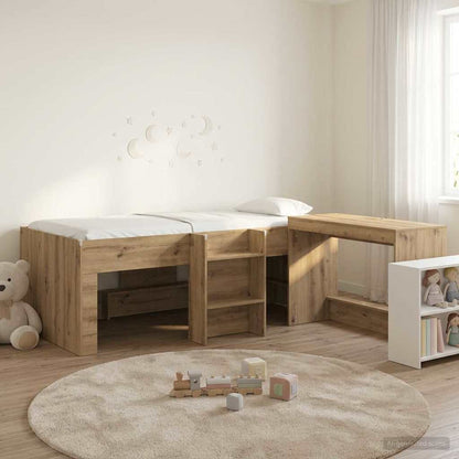 vidaXL Kids'High Bed Frame with Desk 2 pcs Artisan Oak