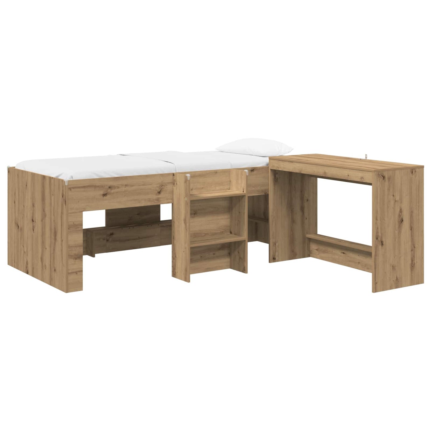 vidaXL Kids'High Bed Frame with Desk 2 pcs Artisan Oak