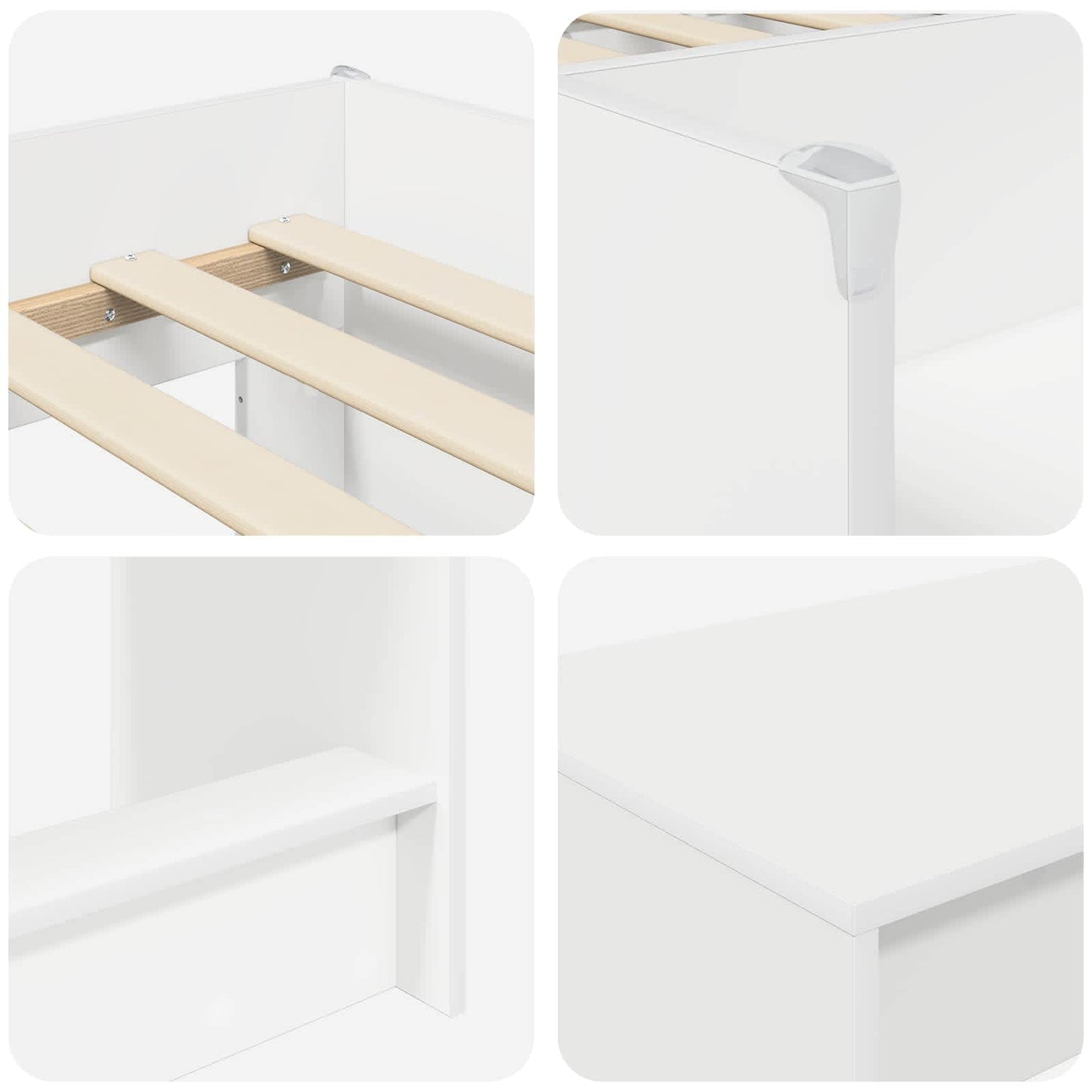 vidaXL Kids'High Bed Frame with Desk 2 pcs White Engineered Wood