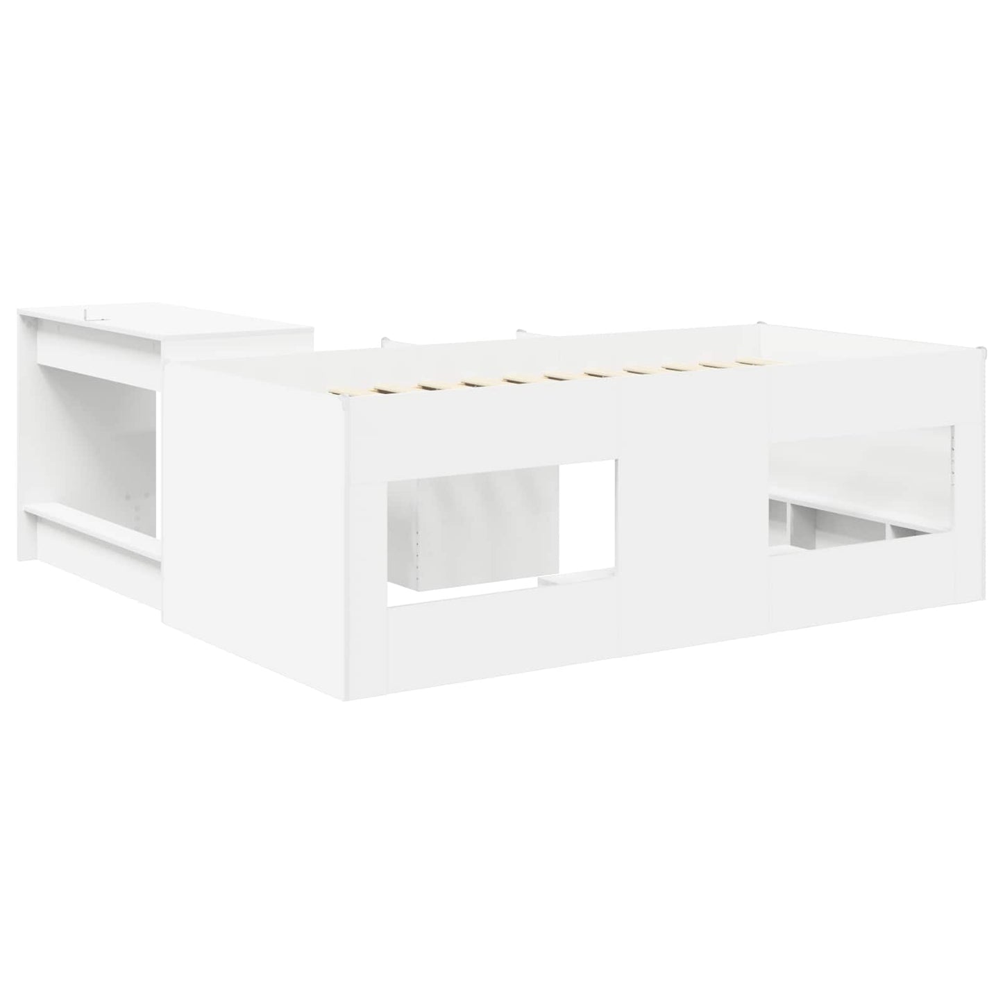 vidaXL Kids'High Bed Frame with Desk 2 pcs White Engineered Wood