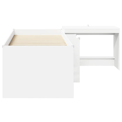 vidaXL Kids'High Bed Frame with Desk 2 pcs White Engineered Wood