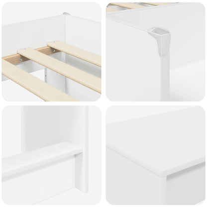 vidaXL Kids'High Bed Frame with Desk 2 pcs White Engineered Wood