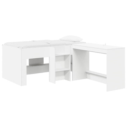 vidaXL Kids'High Bed Frame with Desk 2 pcs White Engineered Wood