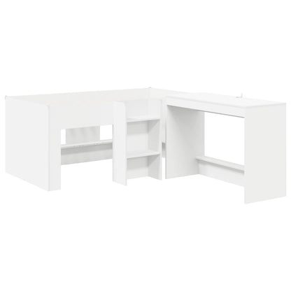 vidaXL Kids'High Bed Frame with Desk 2 pcs White Engineered Wood