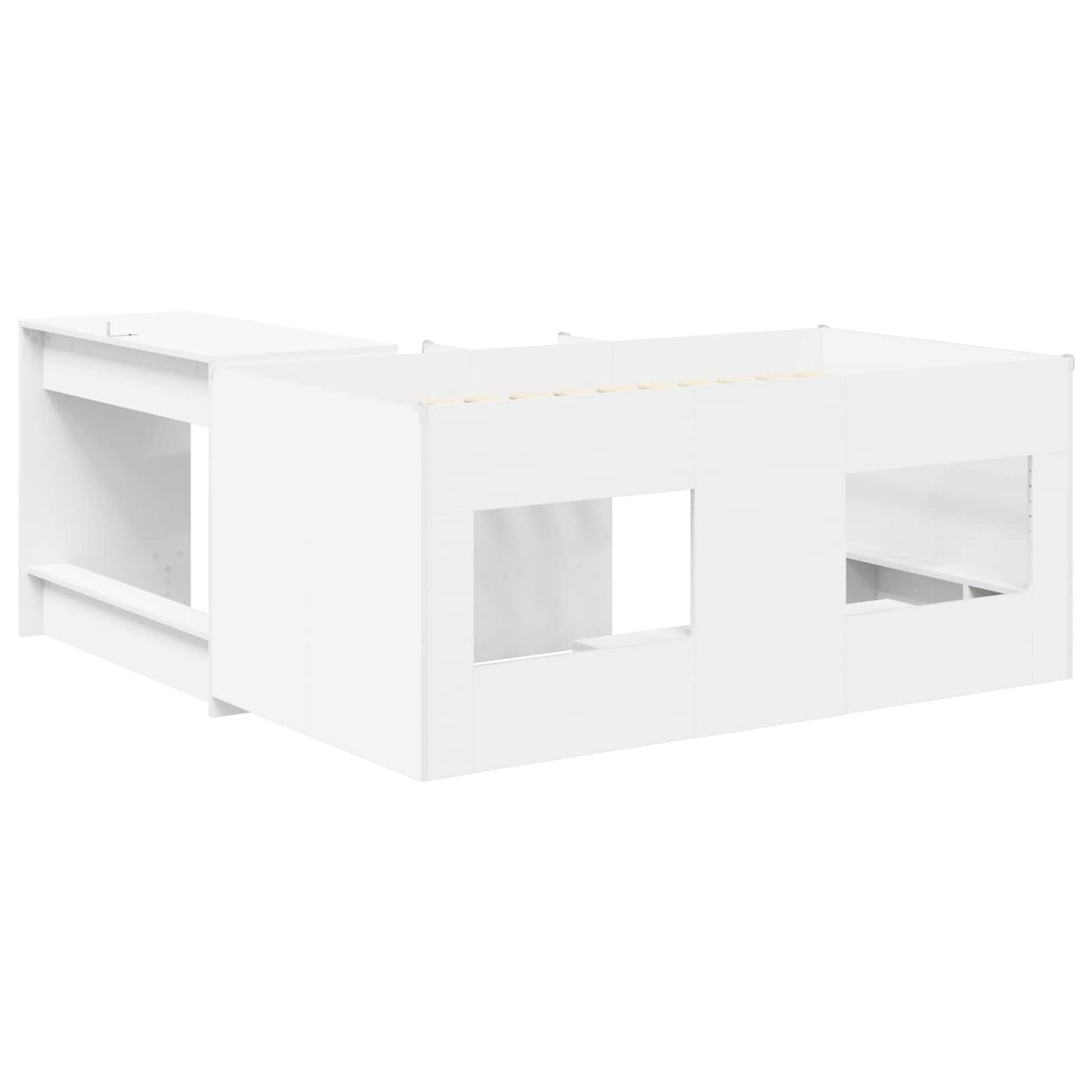 vidaXL Kids'High Bed Frame with Desk 2 pcs White Engineered Wood