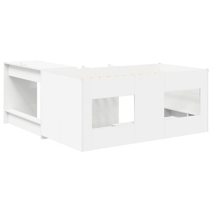 vidaXL Kids'High Bed Frame with Desk 2 pcs White Engineered Wood