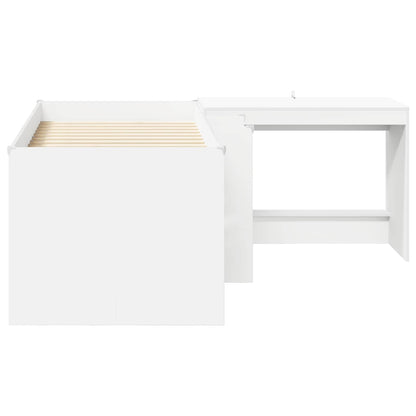 vidaXL Kids'High Bed Frame with Desk 2 pcs White Engineered Wood