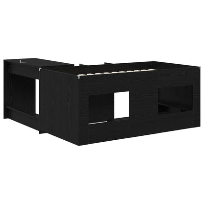 vidaXL Kids'High Bed Frame with Desk 2 pcs Black Oak Engineered Wood