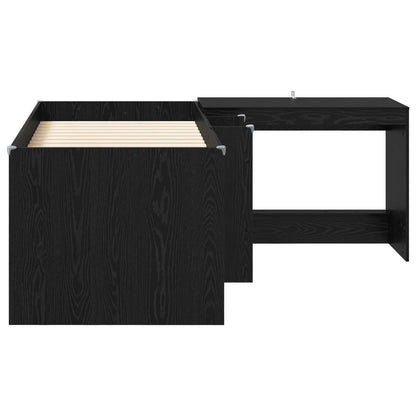 vidaXL Kids'High Bed Frame with Desk 2 pcs Black Oak Engineered Wood