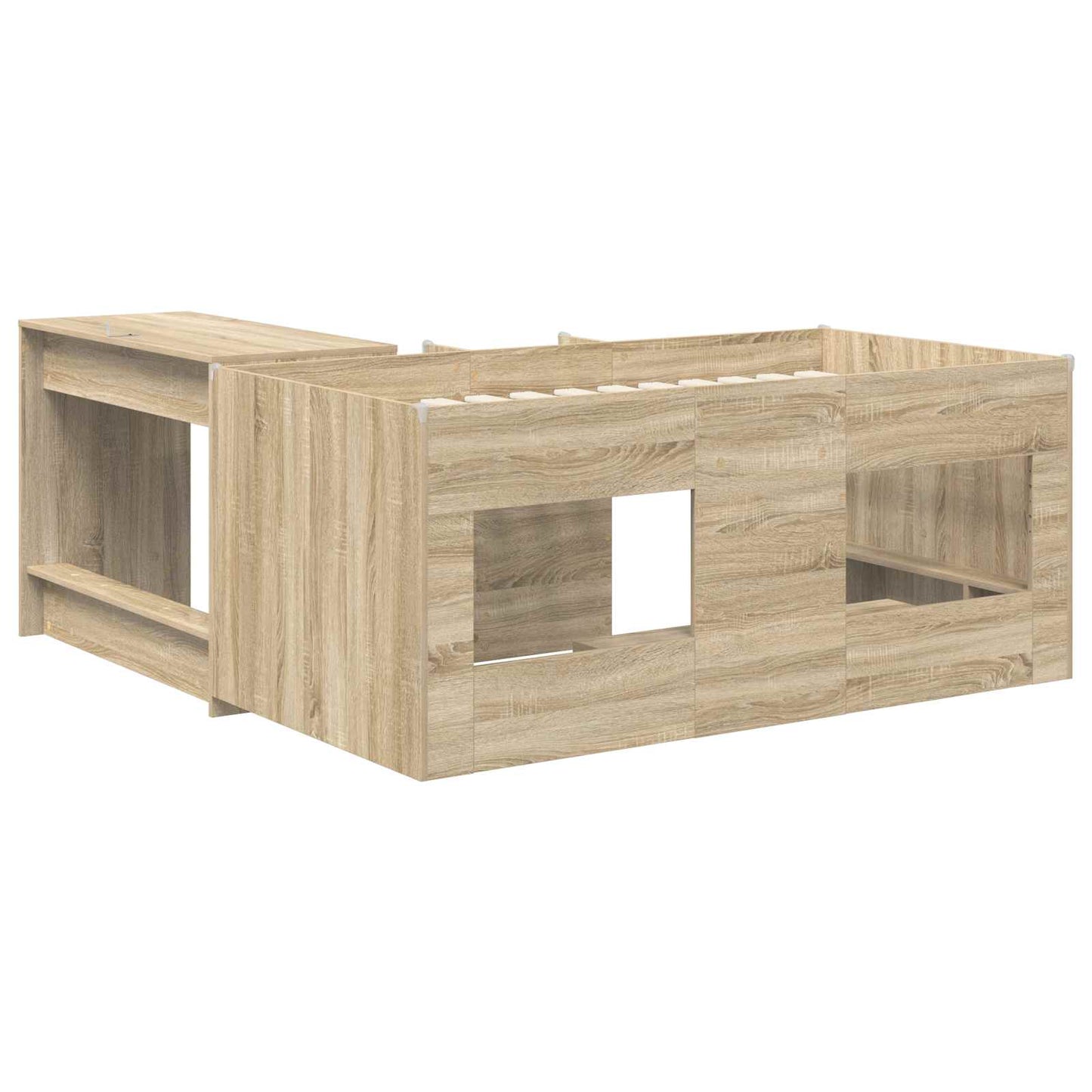 vidaXL Kids'High Bed Frame with Desk 2 pcs Sonoma Oak Engineered Wood