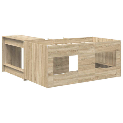 vidaXL Kids'High Bed Frame with Desk 2 pcs Sonoma Oak Engineered Wood