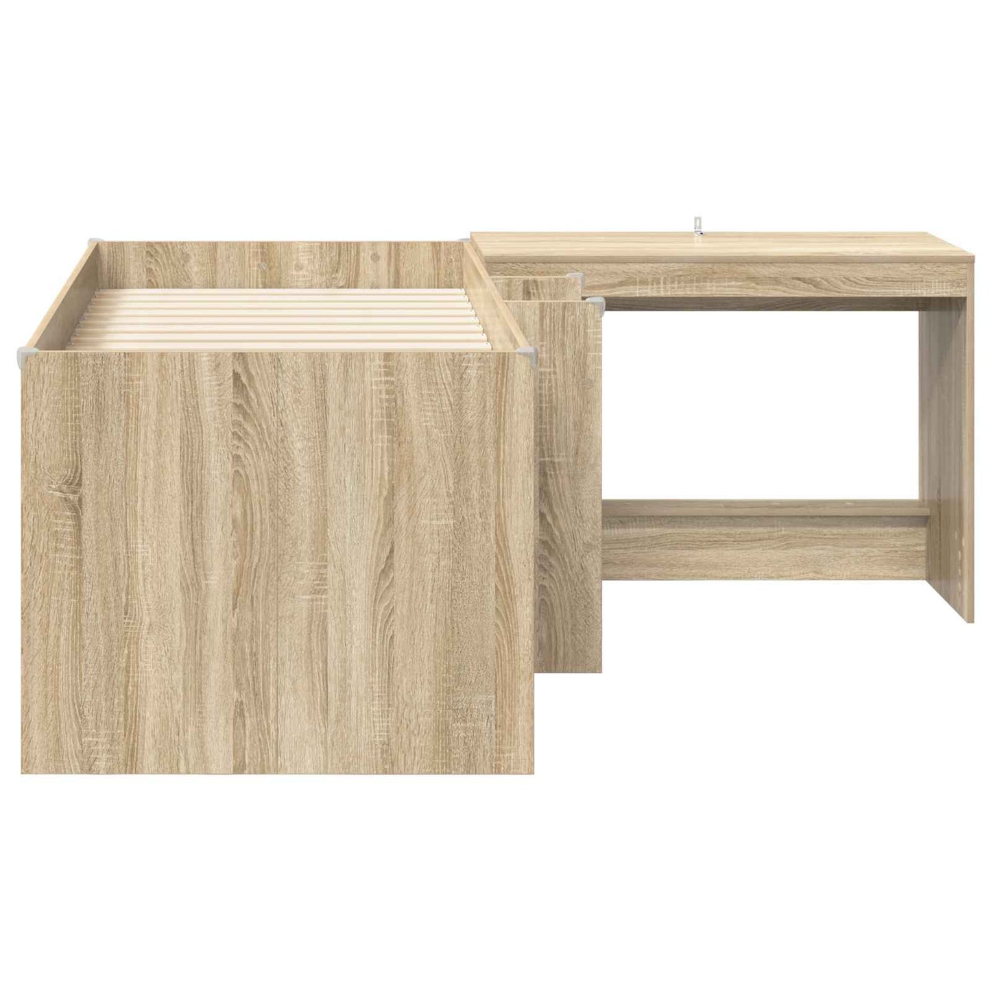 vidaXL Kids'High Bed Frame with Desk 2 pcs Sonoma Oak Engineered Wood