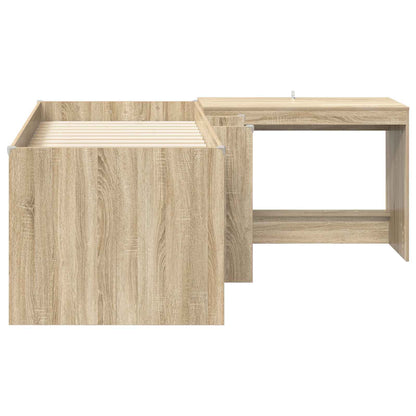 vidaXL Kids'High Bed Frame with Desk 2 pcs Sonoma Oak Engineered Wood
