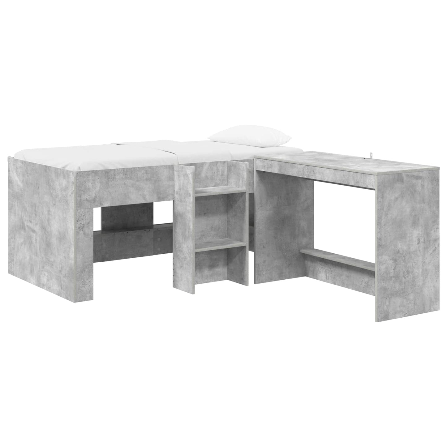 vidaXL Kids'High Bed Frame with Desk 2 pcs Concrete Grey