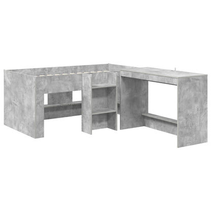 vidaXL Kids'High Bed Frame with Desk 2 pcs Concrete Grey