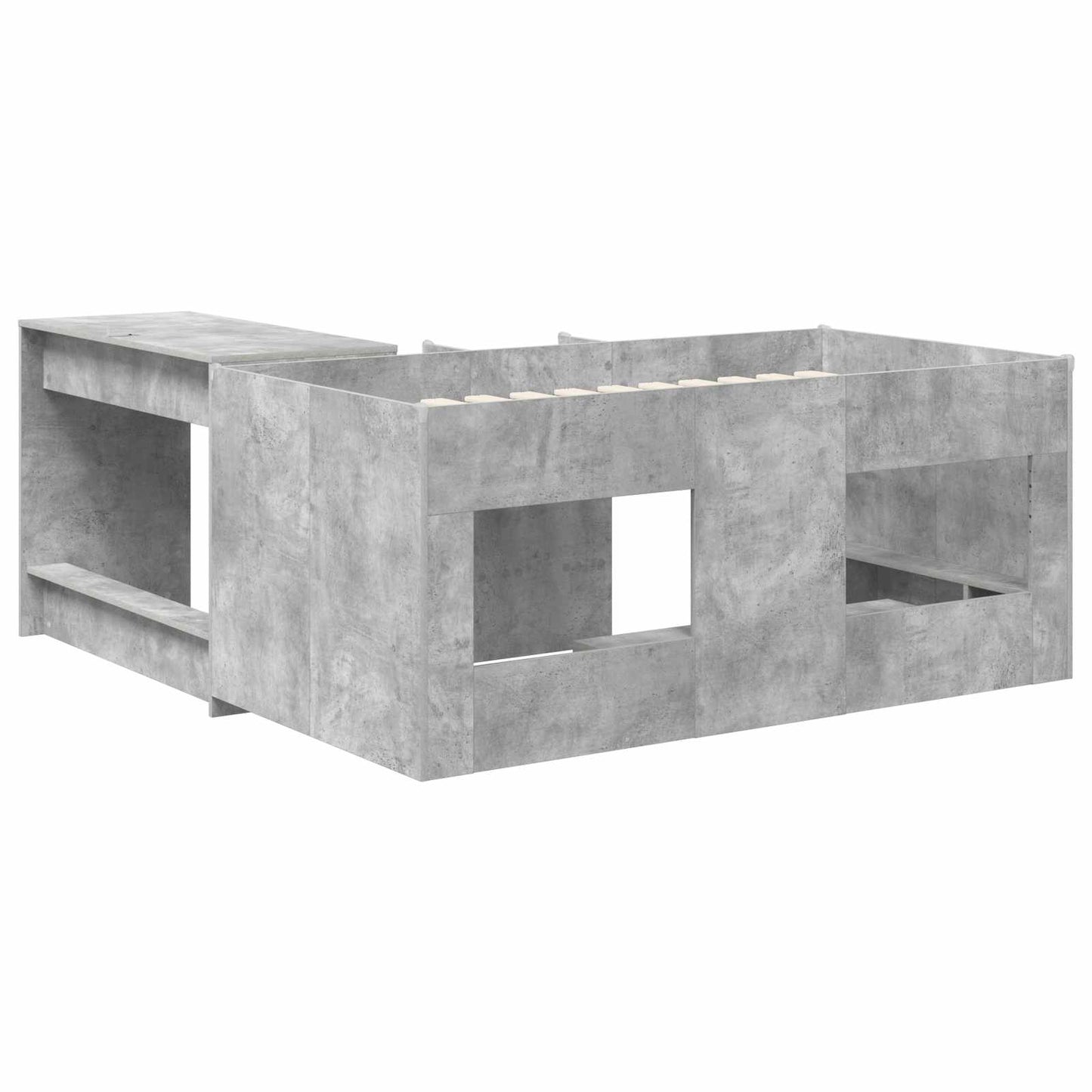 vidaXL Kids'High Bed Frame with Desk 2 pcs Concrete Grey