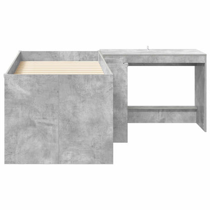 vidaXL Kids'High Bed Frame with Desk 2 pcs Concrete Grey