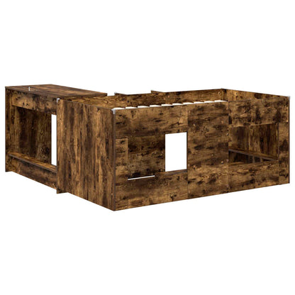 vidaXL Kids'High Bed Frame with Desk 2 pcs Smoked Oak Engineered Wood