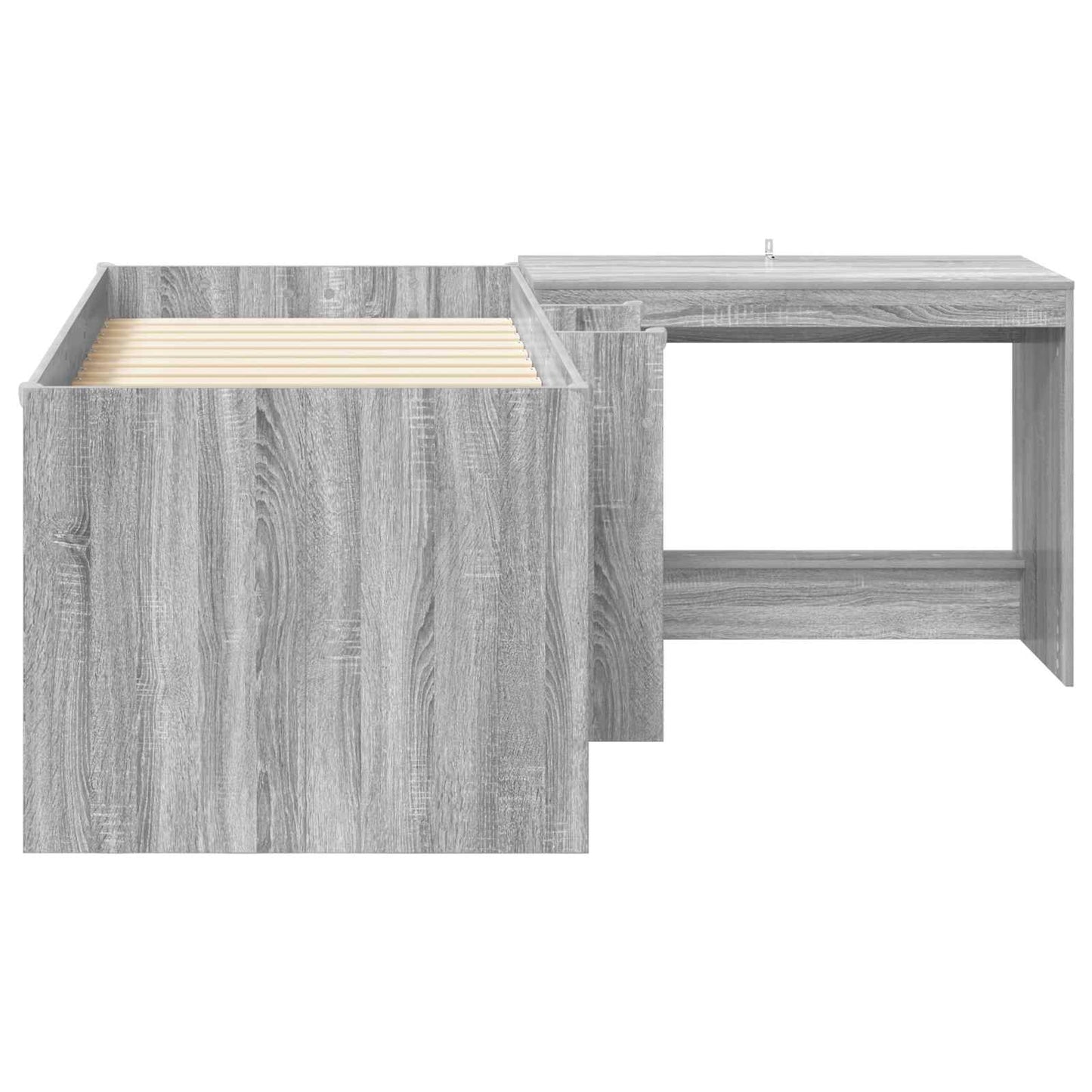 vidaXL Kids'High Bed Frame with Desk 2 pcs Grey Sonoma