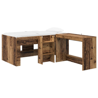 vidaXL Kids'High Bed Frame with Desk 2 pcs Old wood Engineered Wood