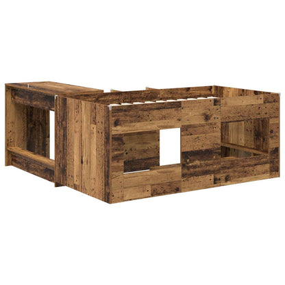 vidaXL Kids'High Bed Frame with Desk 2 pcs Old wood Engineered Wood