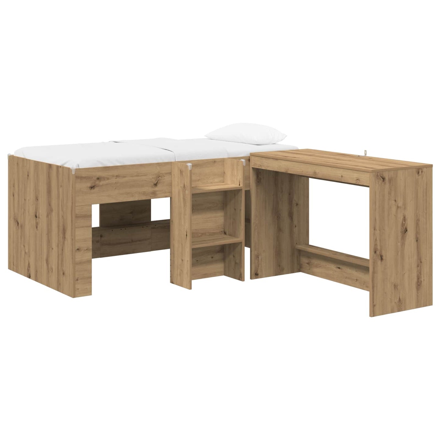 vidaXL Kids'High Bed Frame with Desk 2 pcs Artisan Oak