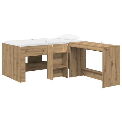 vidaXL Kids'High Bed Frame with Desk 2 pcs Artisan Oak