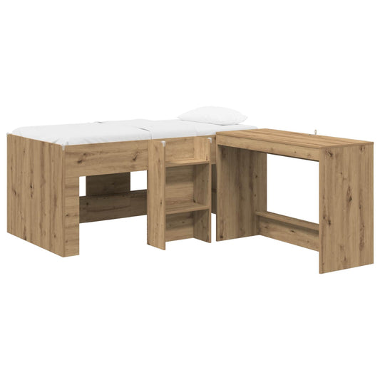 vidaXL Kids'High Bed Frame with Desk 2 pcs Artisan Oak