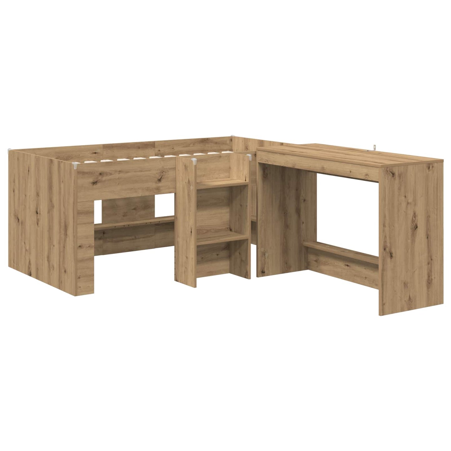 vidaXL Kids'High Bed Frame with Desk 2 pcs Artisan Oak