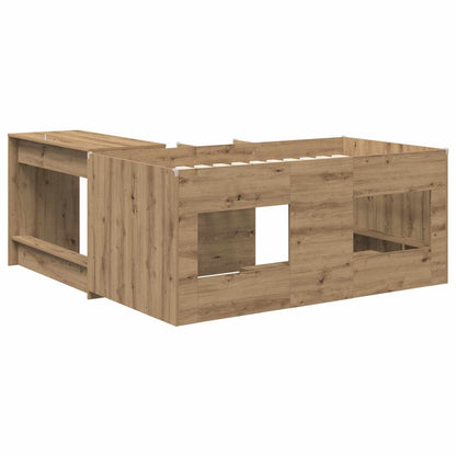 vidaXL Kids'High Bed Frame with Desk 2 pcs Artisan Oak