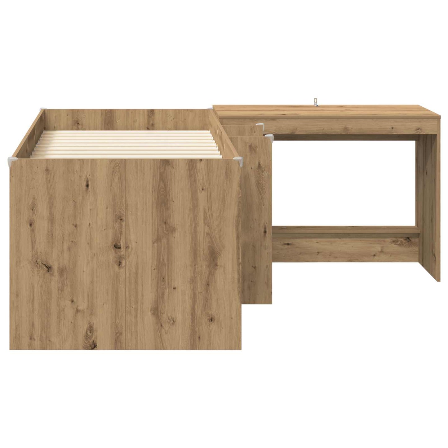 vidaXL Kids'High Bed Frame with Desk 2 pcs Artisan Oak