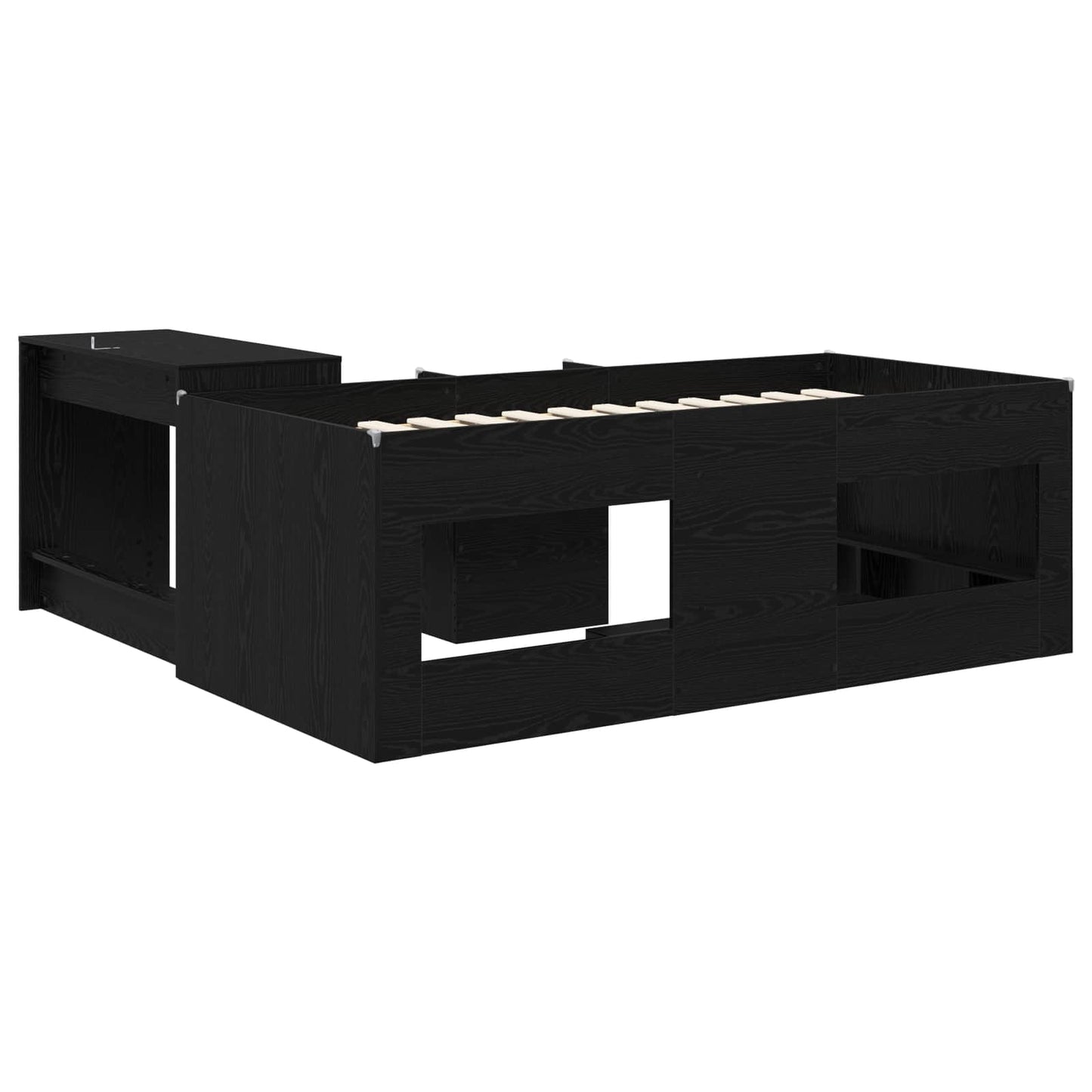 vidaXL Kids'High Bed Frame with Desk Black Oak 90 x 190 cm