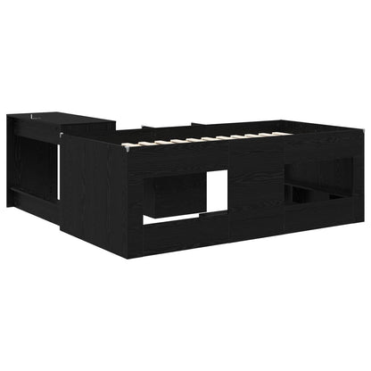 vidaXL Kids'High Bed Frame with Desk Black Oak 90 x 190 cm