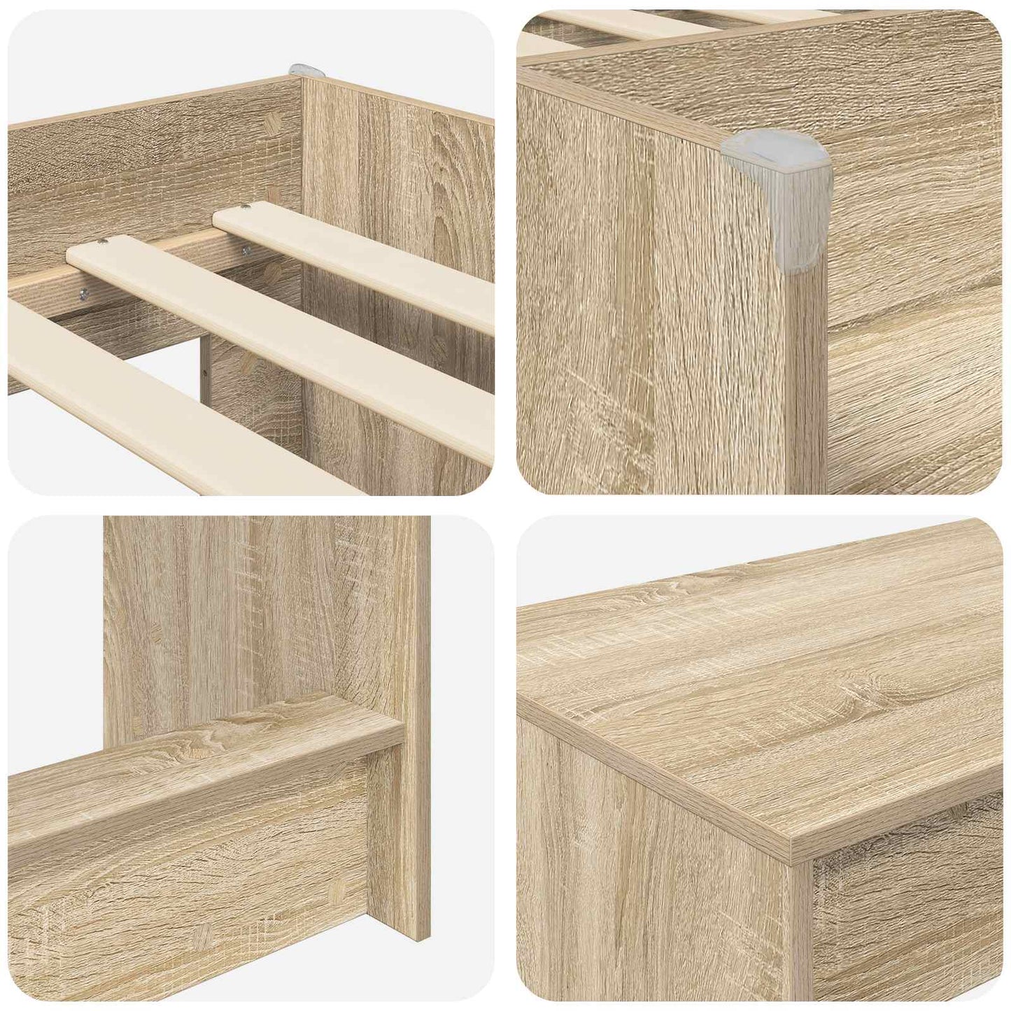 vidaXL Kids'High Bed Frame with Desk 2 pcs Sonoma Oak Engineered Wood