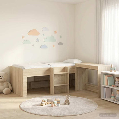 vidaXL Kids'High Bed Frame with Desk 2 pcs Sonoma Oak Engineered Wood