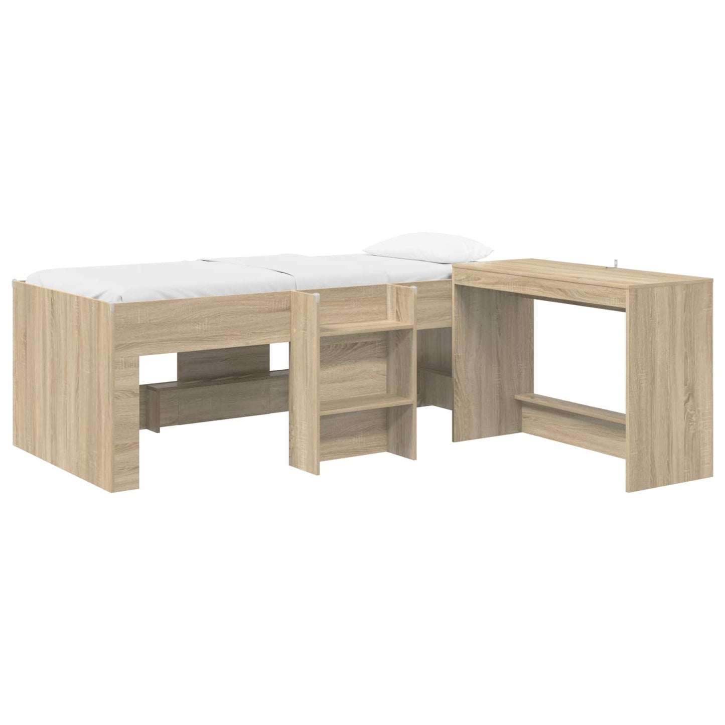 vidaXL Kids'High Bed Frame with Desk 2 pcs Sonoma Oak Engineered Wood