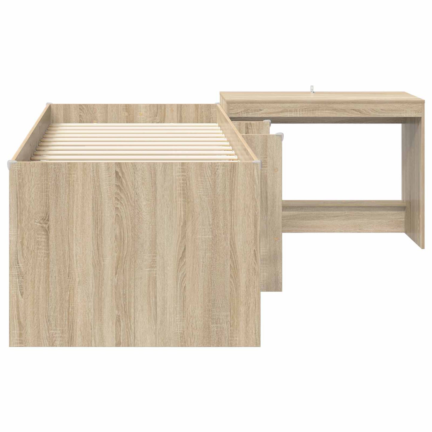 vidaXL Kids'High Bed Frame with Desk 2 pcs Sonoma Oak Engineered Wood