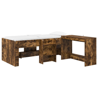 vidaXL Kids'High Bed Frame with Desk 2 pcs Smoked Oak Engineered Wood