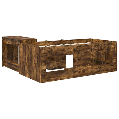 vidaXL Kids'High Bed Frame with Desk 2 pcs Smoked Oak Engineered Wood