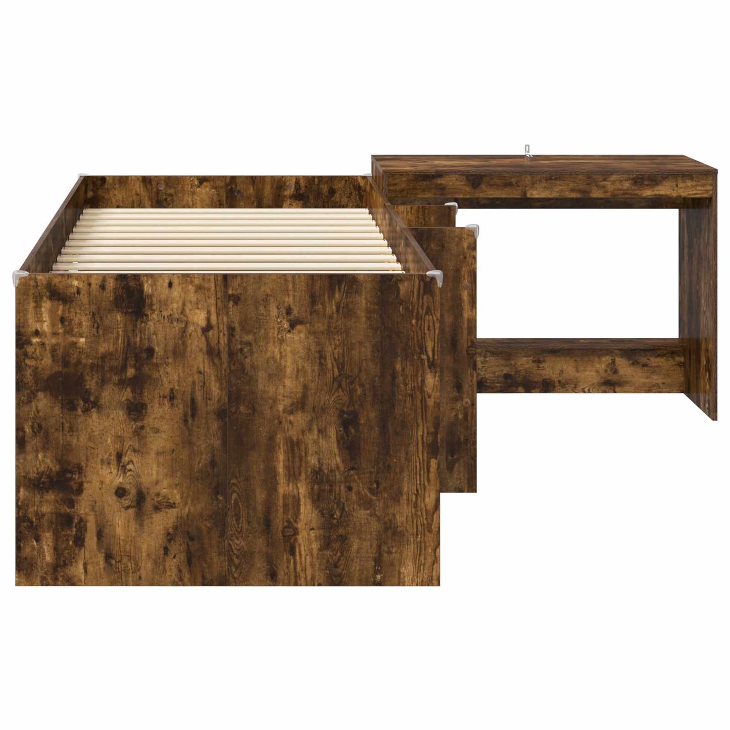 vidaXL Kids'High Bed Frame with Desk 2 pcs Smoked Oak Engineered Wood