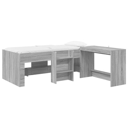 vidaXL Kids'High Bed Frame with Desk 2 pcs Grey Sonoma