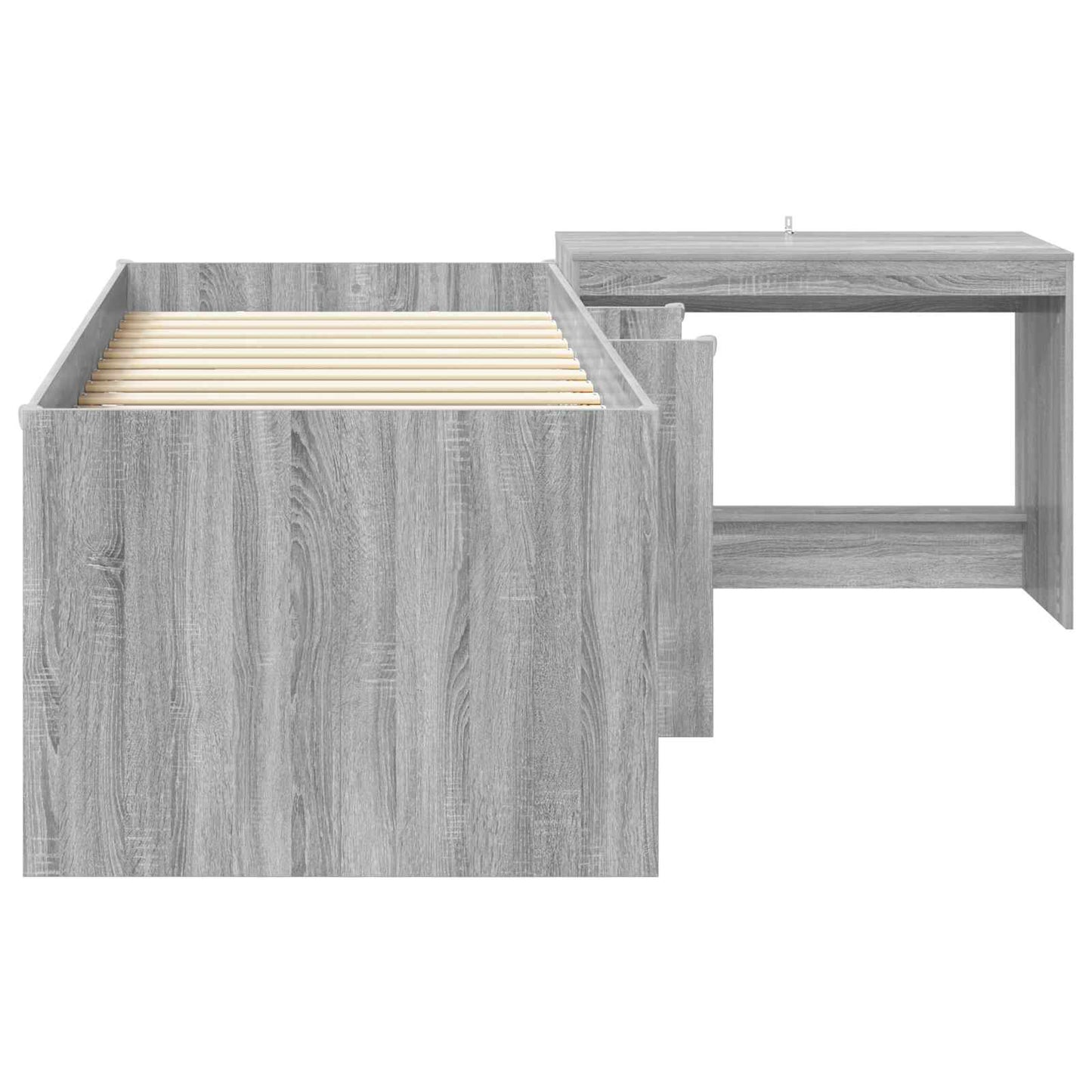 vidaXL Kids'High Bed Frame with Desk 2 pcs Grey Sonoma