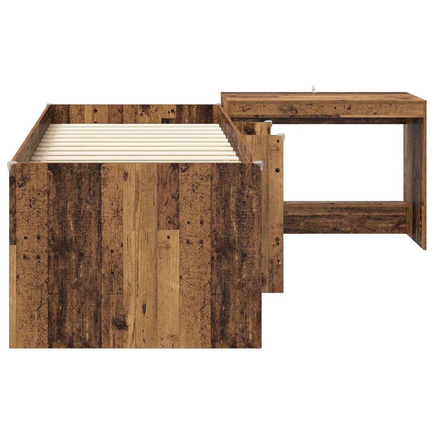 vidaXL Kids'High Bed Frame with Desk Old wood 90 x 190 cm