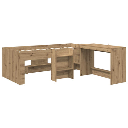 vidaXL Kids'High Bed Frame with Desk 2 pcs Artisan Oak