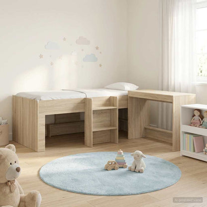 vidaXL Kids'High Bed Frame with Desk 2 pcs Sonoma Oak Engineered Wood