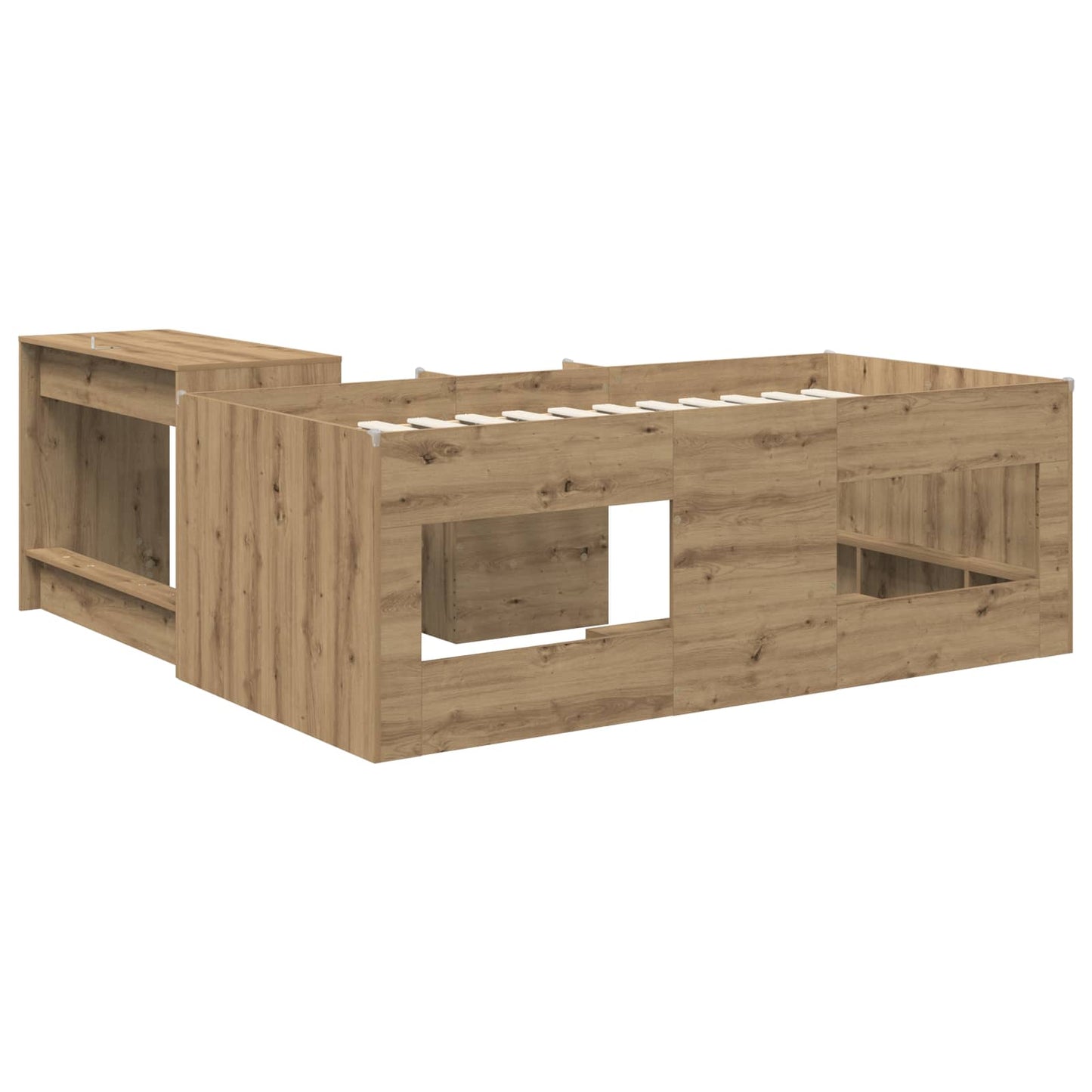 vidaXL Kids'High Bed Frame with Desk 2 pcs Artisan Oak