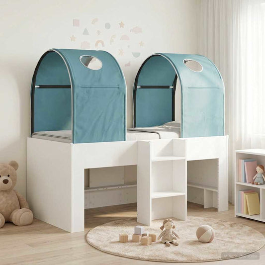 vidaXL Bed with Tunnel 3 pcs White and Light Blue Engineered Wood