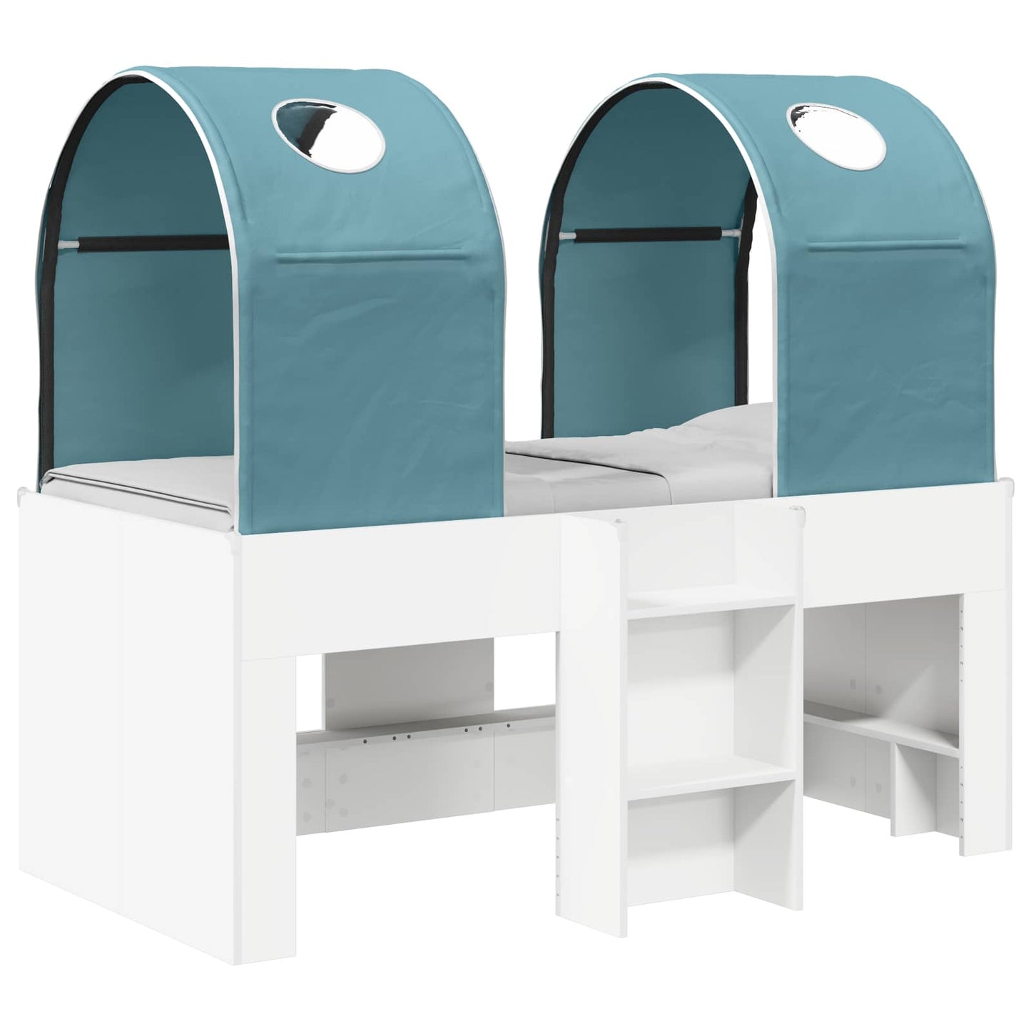 vidaXL Bed with Tunnel 3 pcs White and Light Blue Engineered Wood
