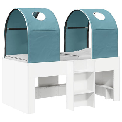 vidaXL Bed with Tunnel 3 pcs White and Light Blue Engineered Wood